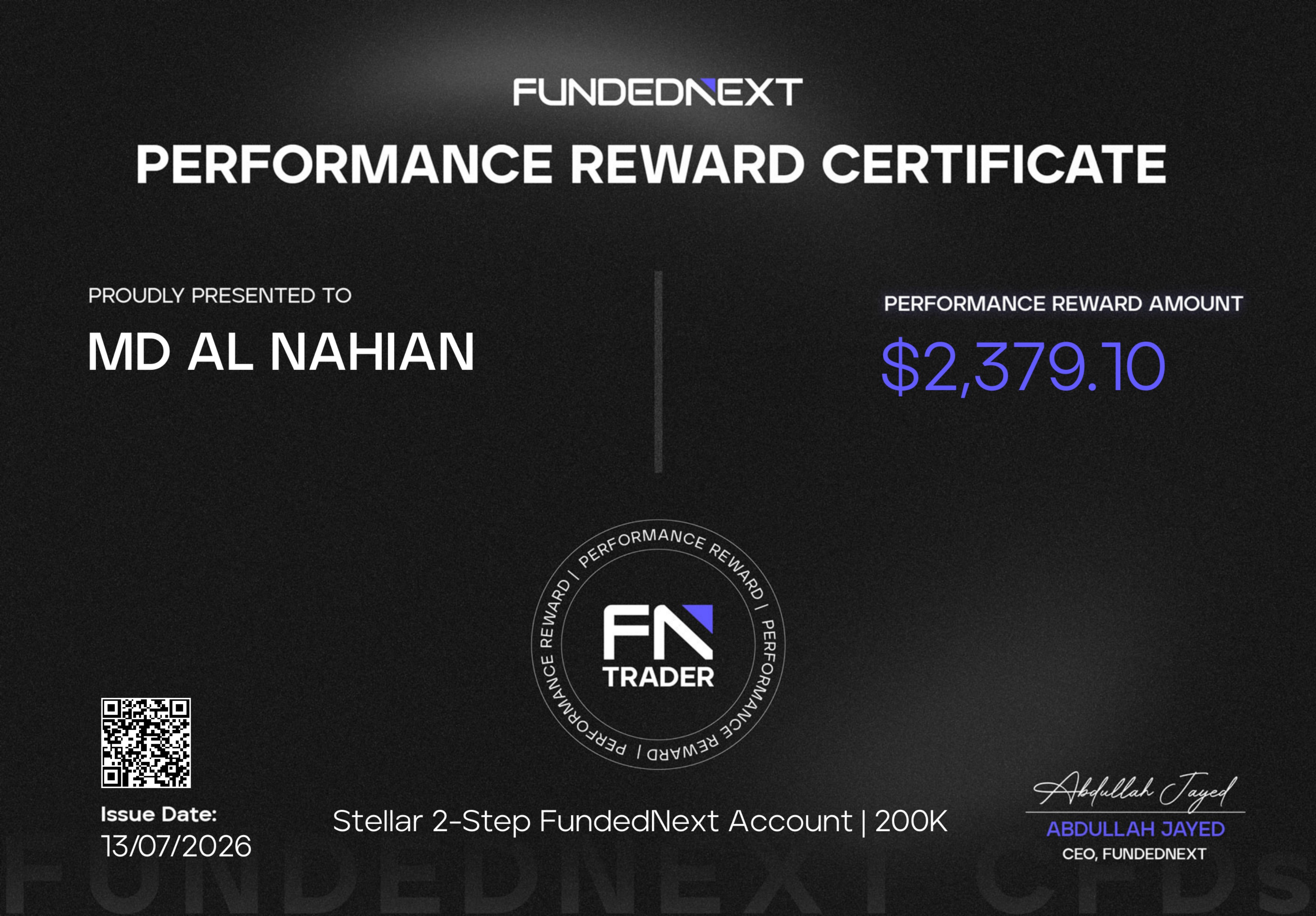 Payout  -  $2,379.10  -  13 July 2026